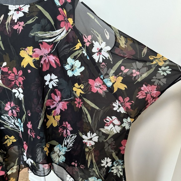 Blouse Top 18 20 Sheer Dark Floral Whimsigoth Dark Fairy Ethereal Feminine Flowy - Picture 12 of 16